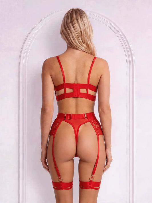 Bellissima Lace Bra & Knicker Set - Red