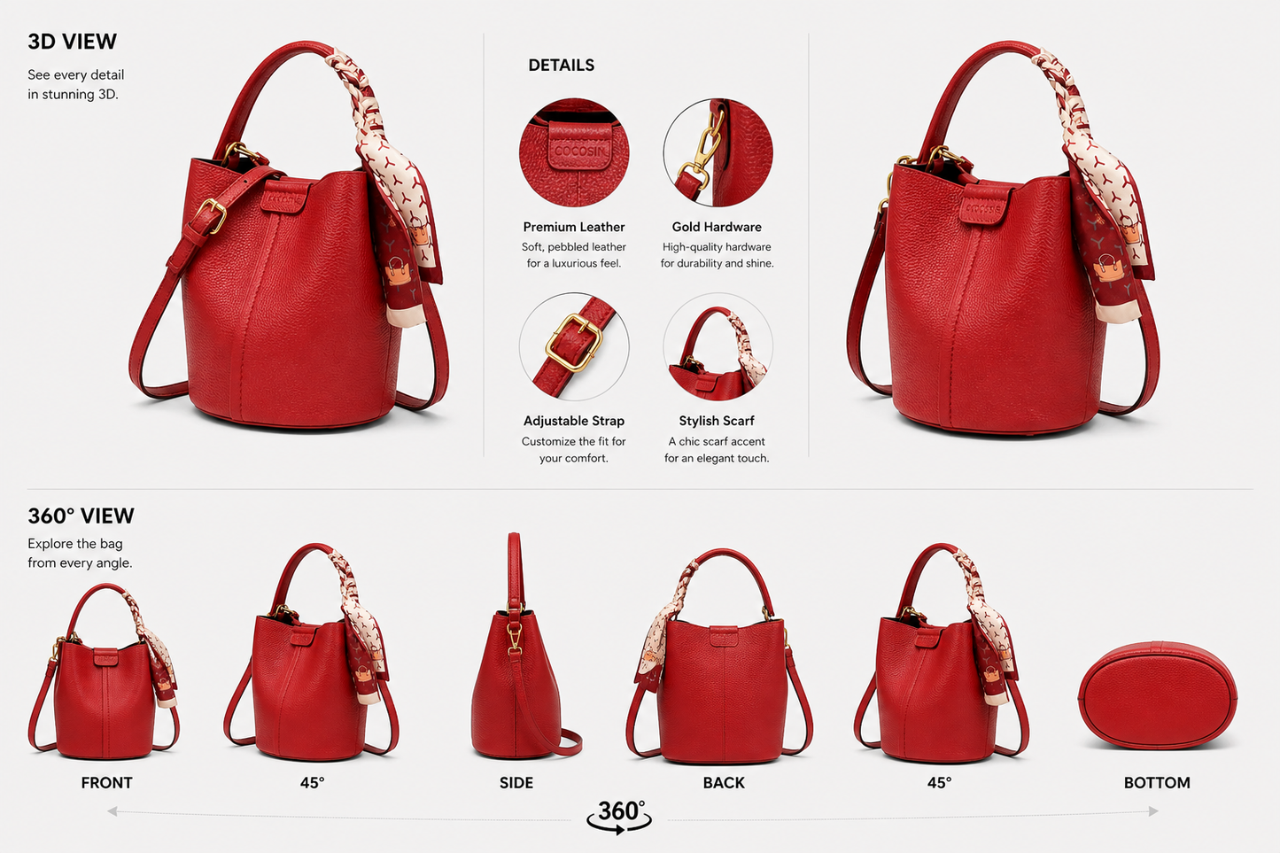 Chic Red Bucket Bag – Elegant Statement for Everyday Style