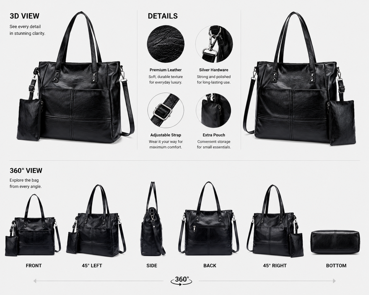 Elegant Black Work Tote – Smart Style for Everyday Professional Use