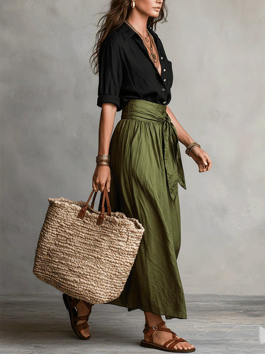 Sienna | Two-Piece Shirt & Midi Skirt Set