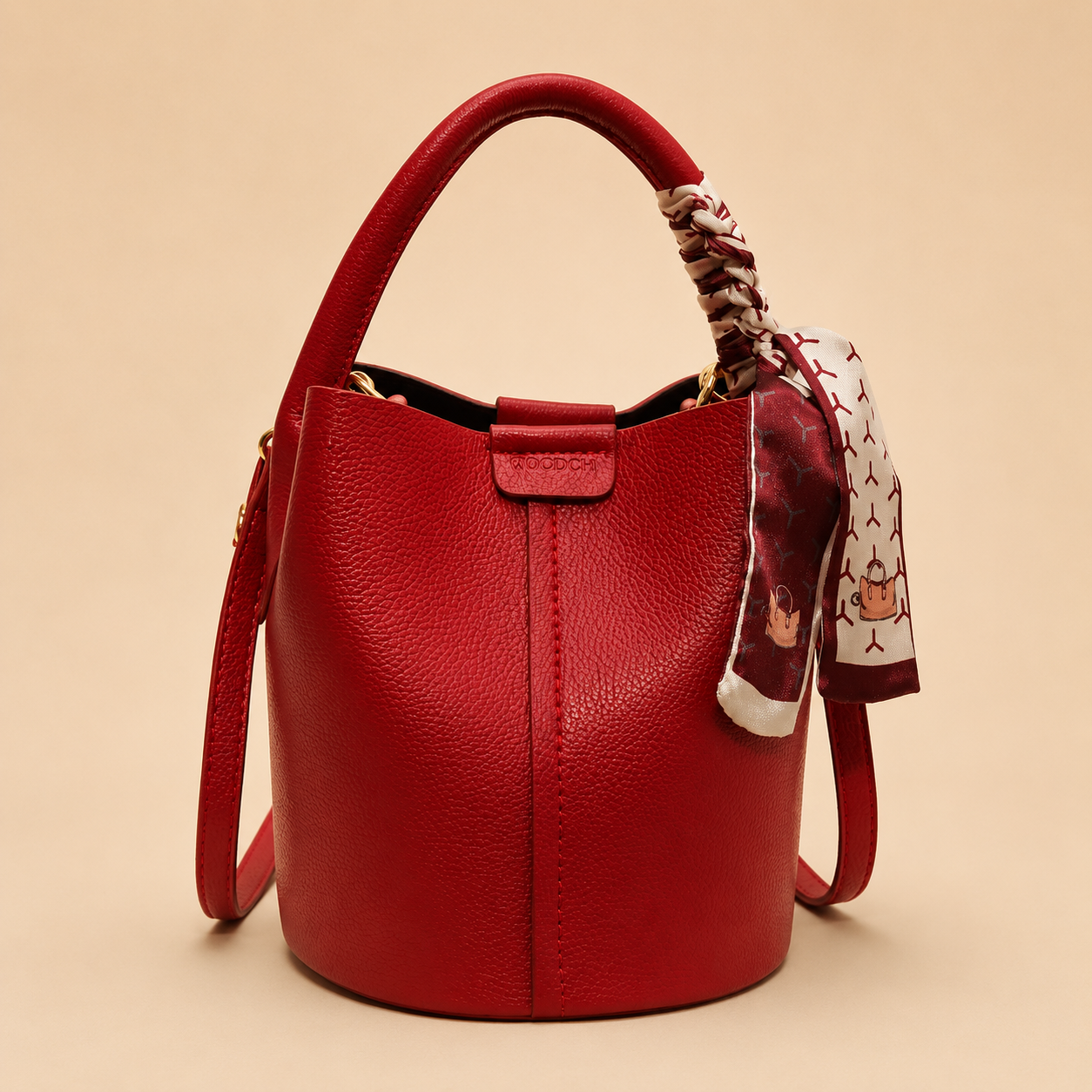 Chic Red Bucket Bag – Elegant Statement for Everyday Style