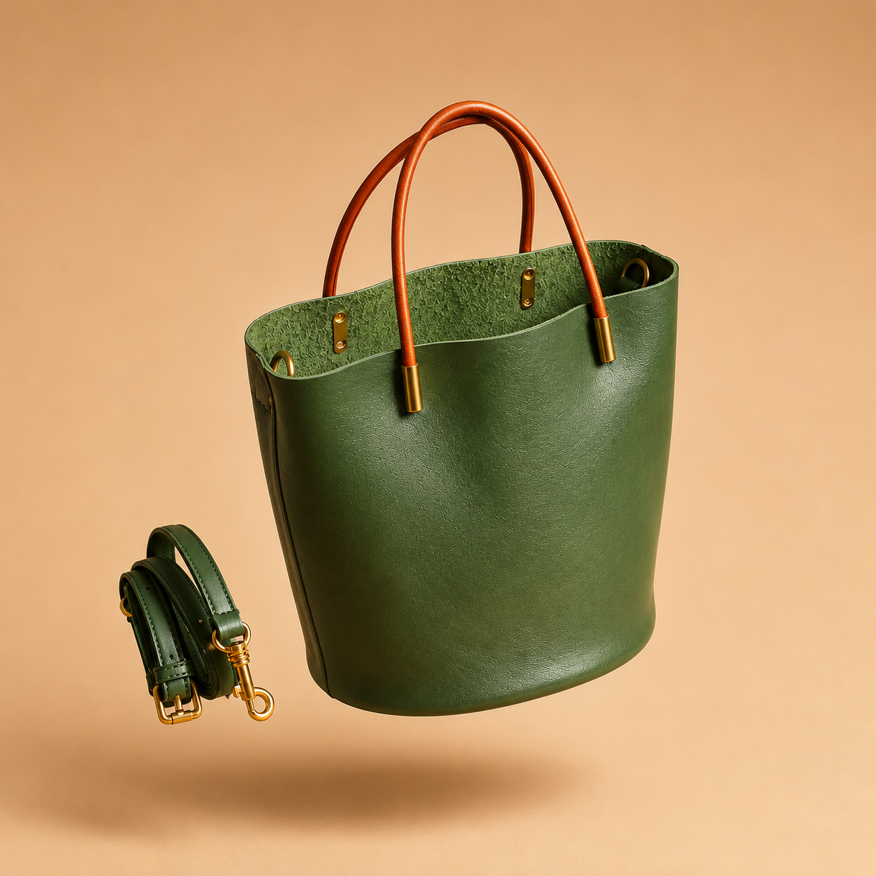 Elegant Green Bucket Bag – Natural Style with Modern Versatility
