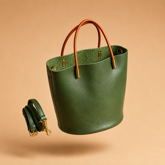 Elegant Green Bucket Bag – Natural Style with Modern Versatility
