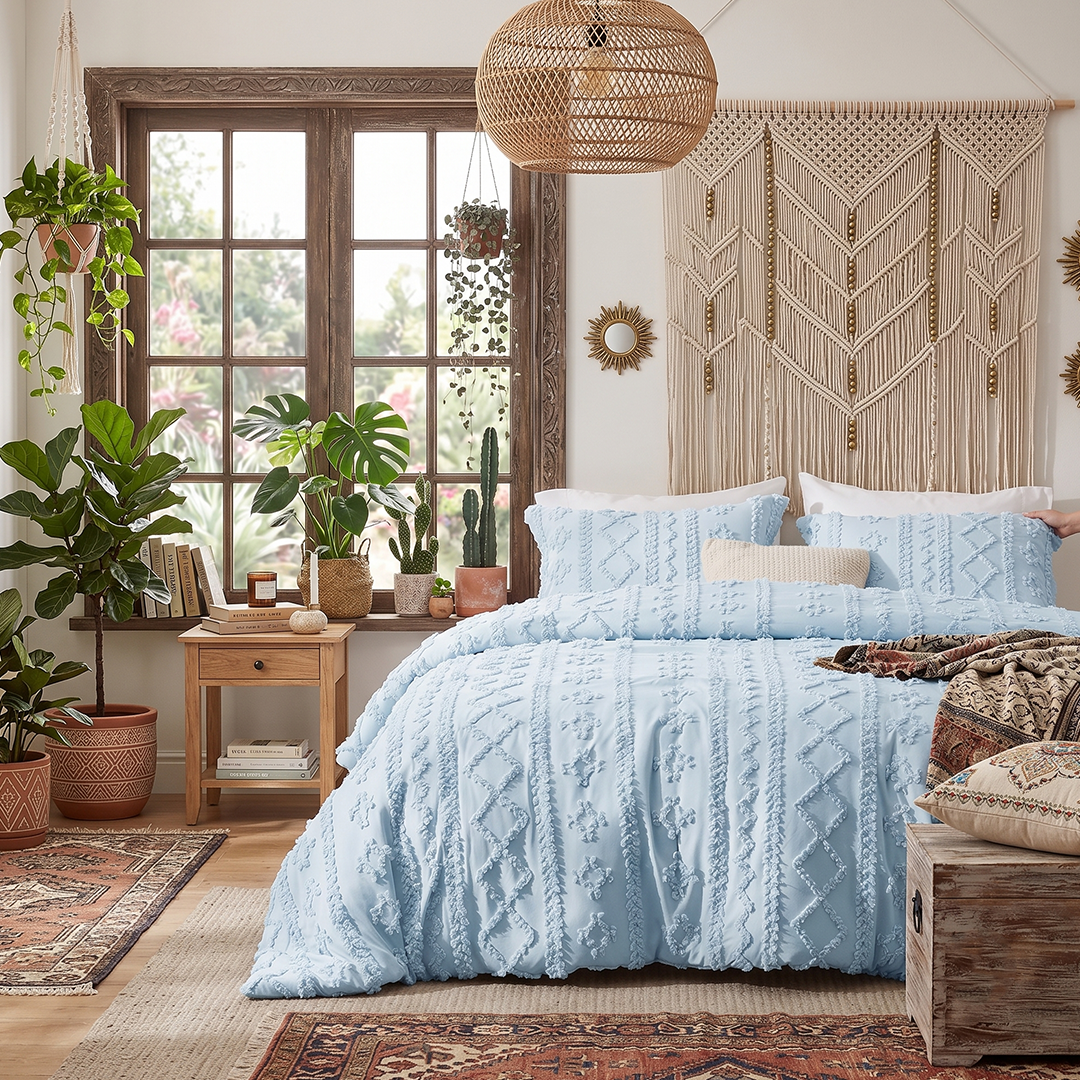 Tufted Comforter - Dusty Blue