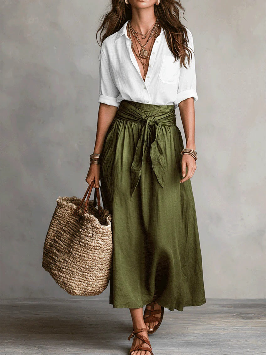 Sienna | Two-Piece Shirt & Midi Skirt Set