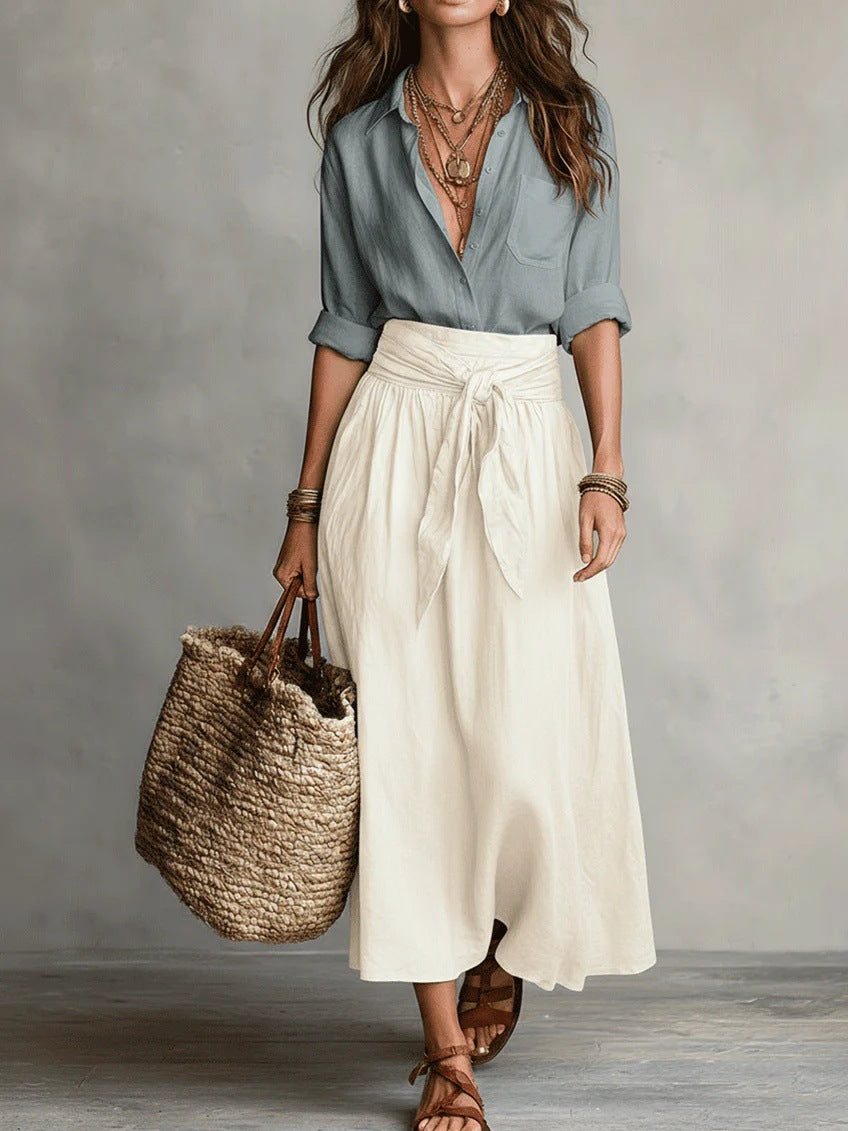Sienna | Two-Piece Shirt & Midi Skirt Set