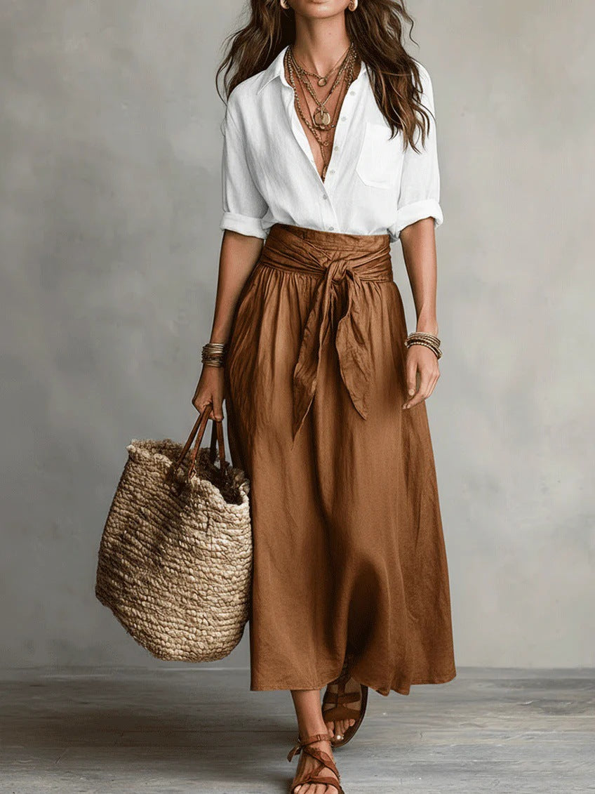 Sienna | Two-Piece Shirt & Midi Skirt Set