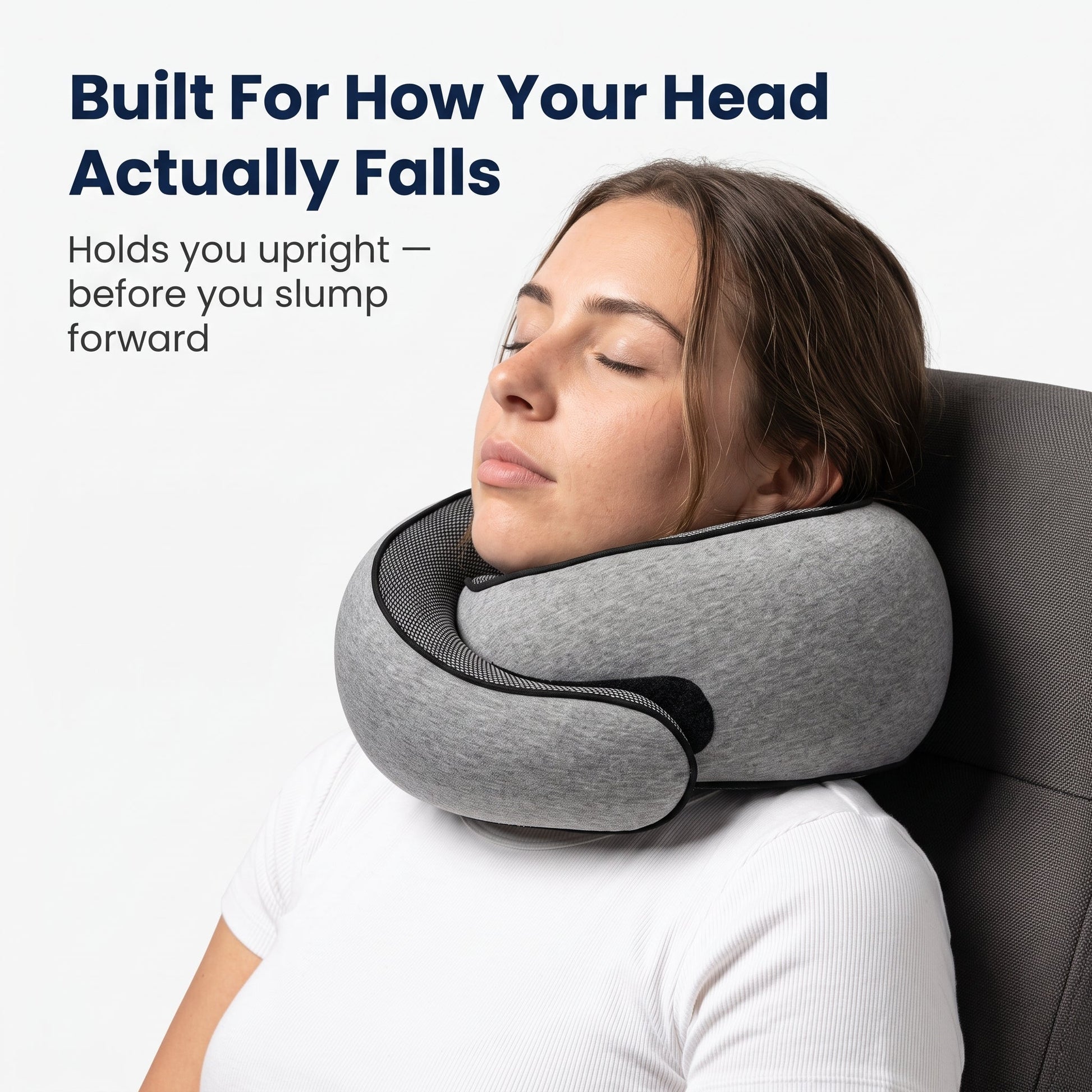 Ergonomic Travel Neck Pillow worn correctly