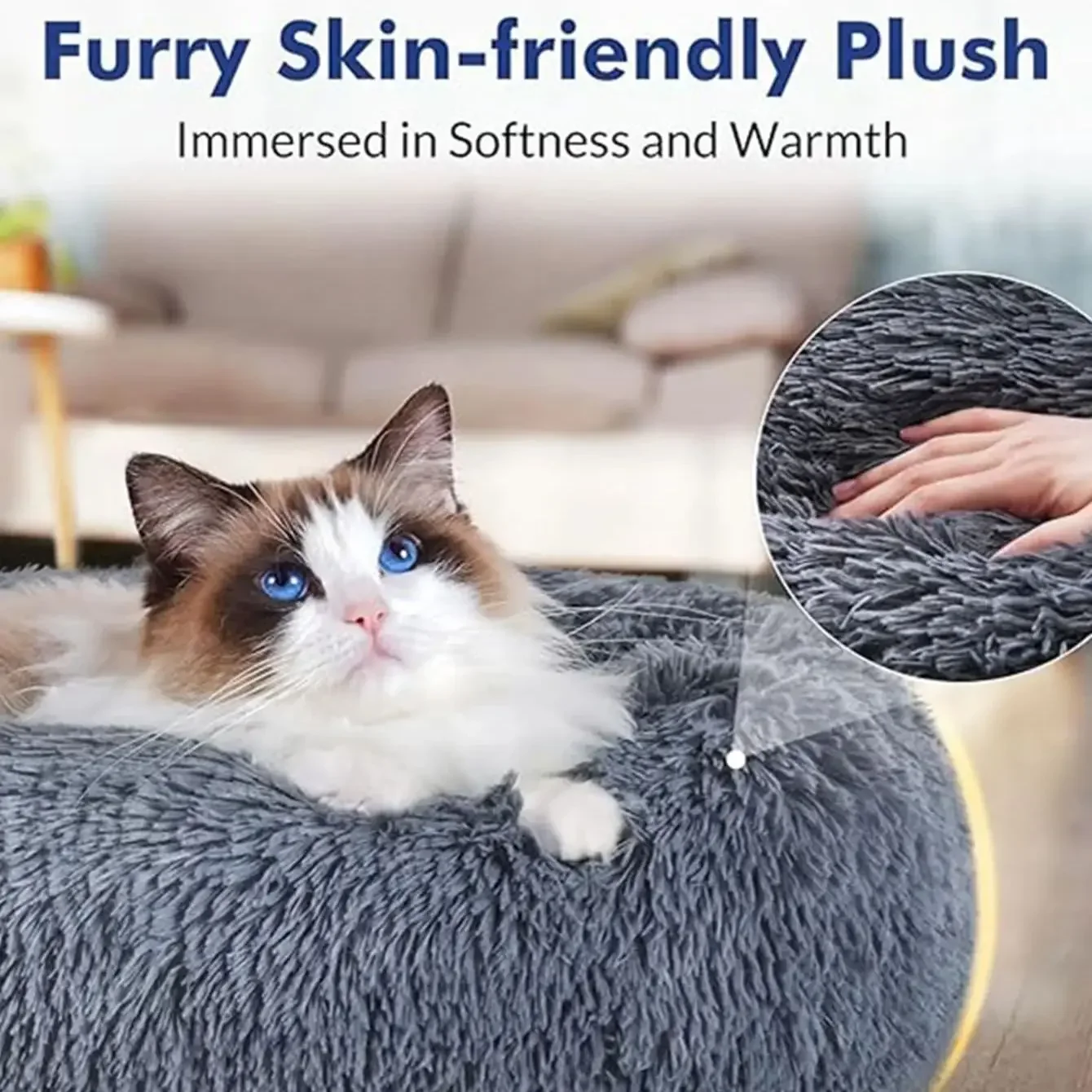Round Plush Pet Bed 70 cm