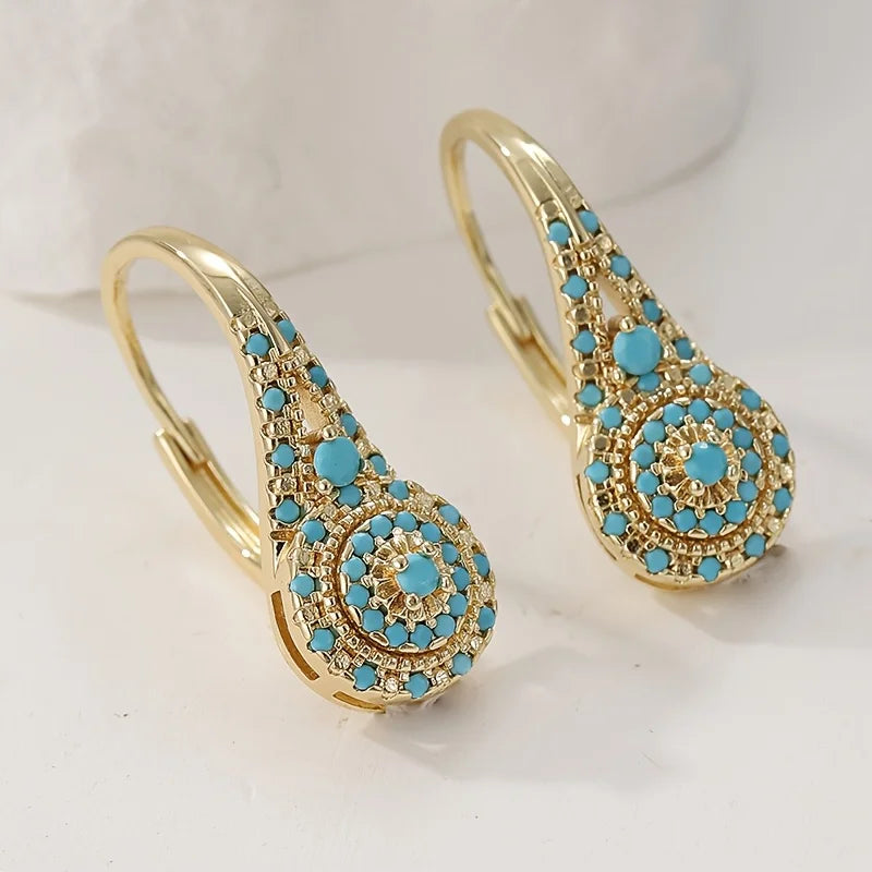 Turquoise Gold Drop Earrings