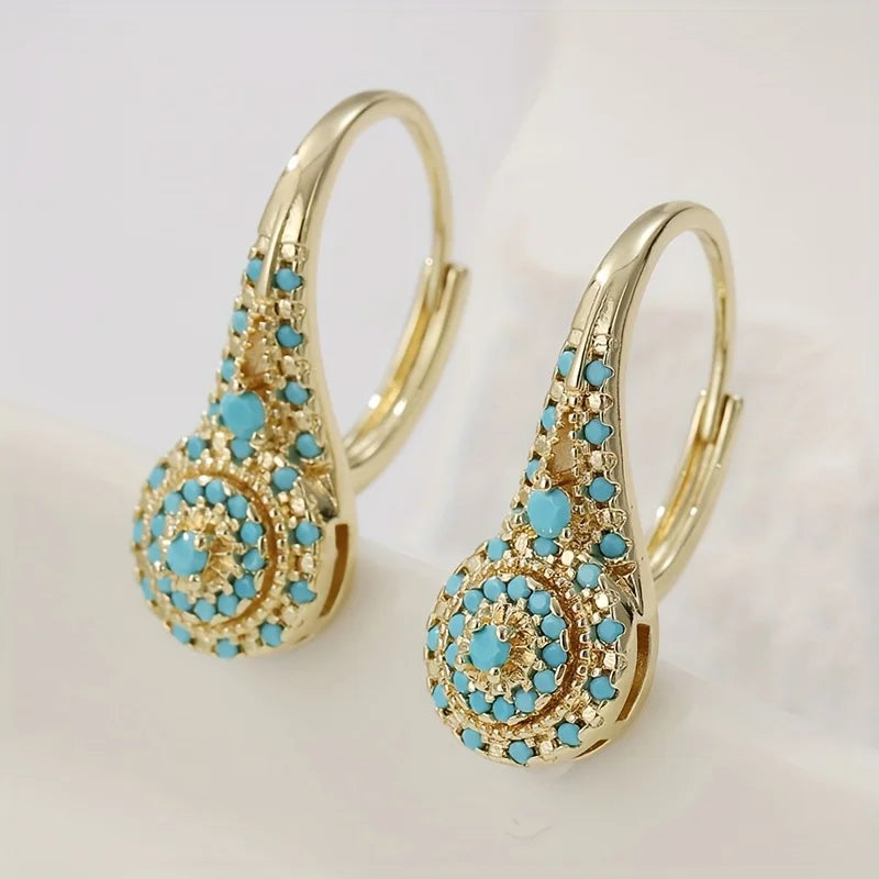 Turquoise Gold Drop Earrings styled