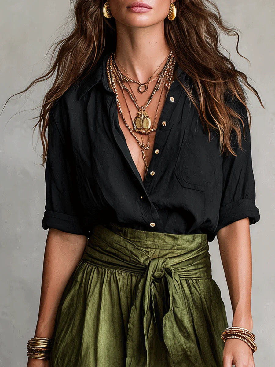 Sienna | Two-Piece Shirt & Midi Skirt Set