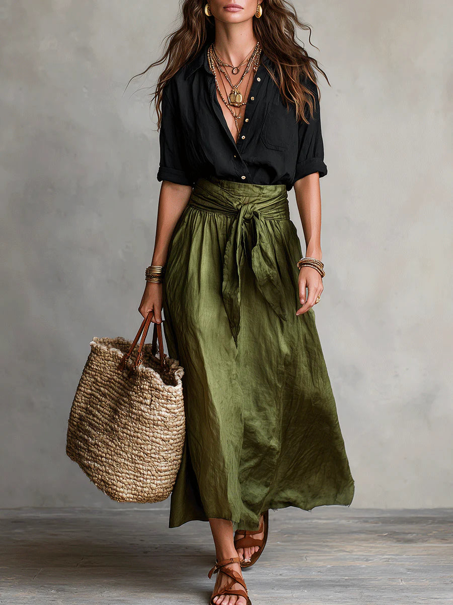 Sienna | Two-Piece Shirt & Midi Skirt Set