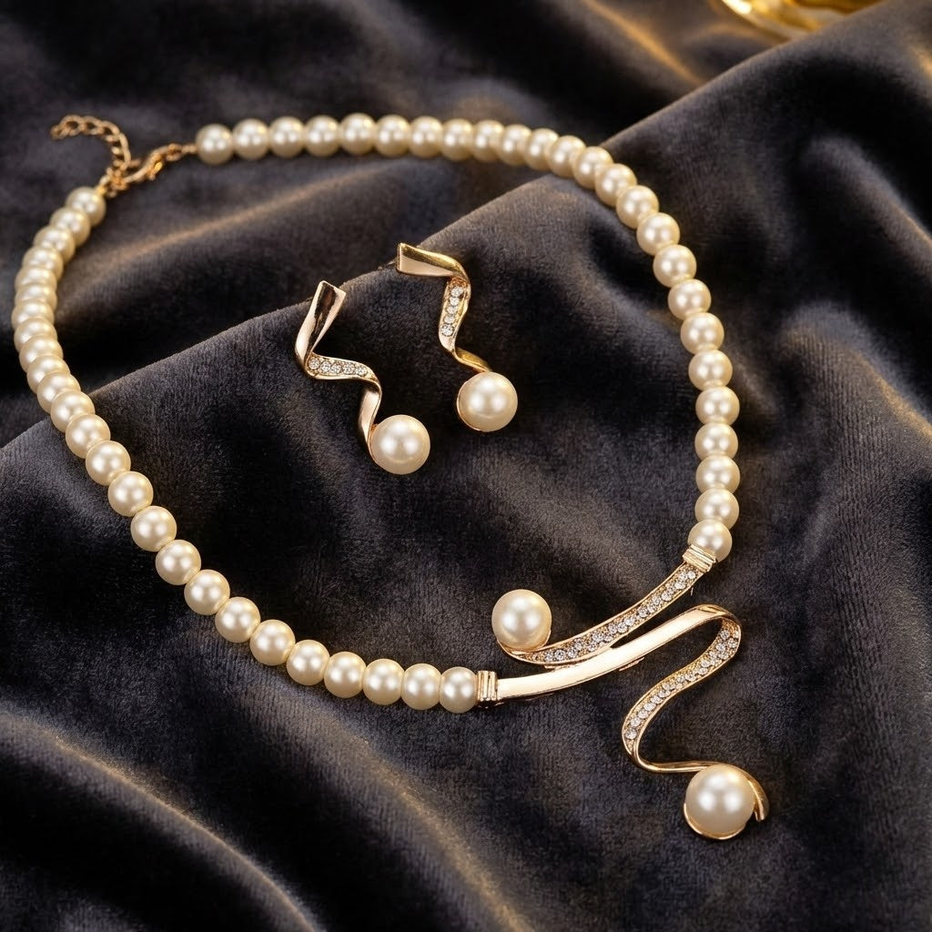 Pearl Necklace Set detail